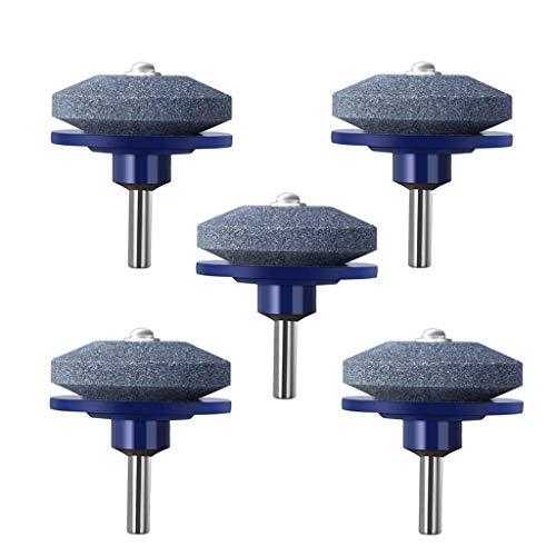 BeautyShe 5 Pieces Blue Lawn Mower Sharpener Blade Drill Lawnmower Sharpener for Power Drill Hand Drill