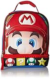 Super Mario Brothers Dual Compartment Soft Lunch Box, Blue/Red Toy, Multicolor, One Size