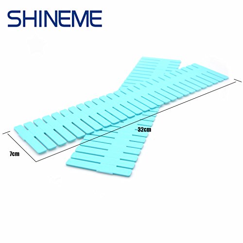 8pcs DIY Plastic Grid Drawer Divider Household Storage ShineMeThickening Housing Spacer Sub-Grid Finishing Shelves for Home Tidy Closet Stationary Makeup Socks Underwear Scarves Organizer (Blue) - Thumbnail 6