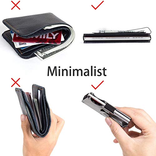 Montana West Minimalist Carbon Fiber Wallet RFID Credit Card Holder for Men Cash Clip AR RFD-001BK