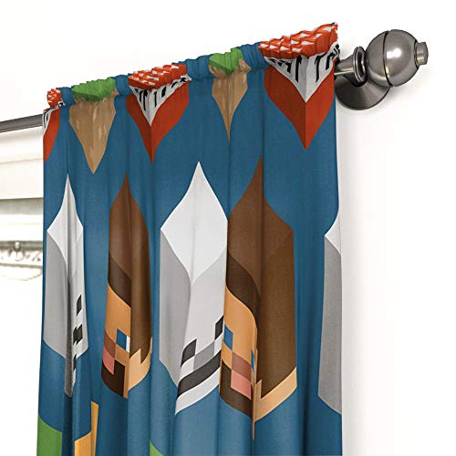 Minecraft Isometric Blue 63 Inch Drapes 4 Piece Set Beautiful Room Decor Easy Set Up Bedding Features Creeper Window Curtains Include 2 Panels 2 Tiebacks Official Minecraft Product Pricepulse