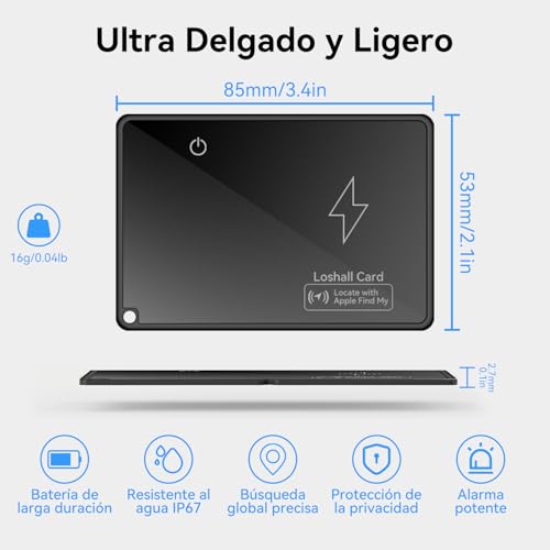 PUROVERO Pack de 2 Tarjeta Rastreadora para Cartera, Localizador GPS Portátil, Compatible con Apple Find My (Solo para iOS), Resistente al Agua IP68, Localizador para Cartera, Pasaporte y Maleta