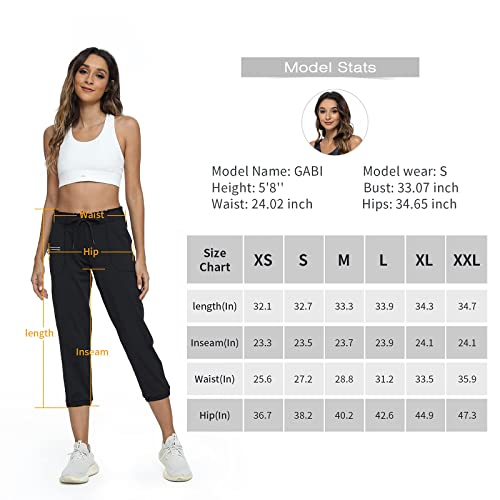 Haowind Joggers for Women with Reflective Pockets Elastic Waist Workout Sport Sweatpants Comfy Lounge Yoga Running Pants(Black XL)