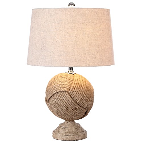 JONATHAN Y JYL1005A Monkey's Fist 24" Knotted Rope LED Table Lamp Cottage,Coastal,Rustic for Bedroom, Living Room, Office, College Dorm, Coffee Table, Bookcase, Brown