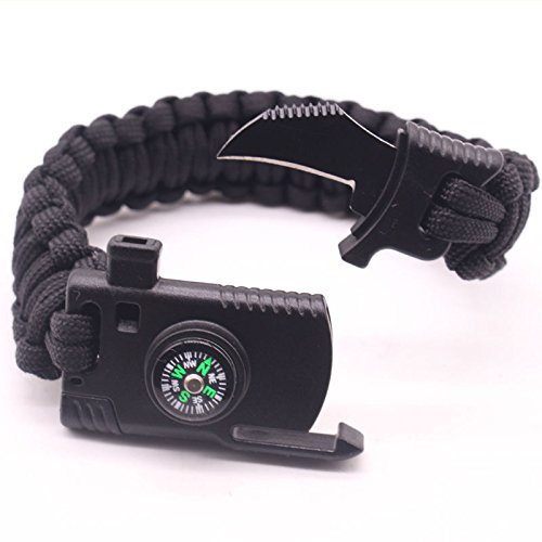 Knife Paracord Bracelet – Emergency Fire Starter Compass Whistle ...