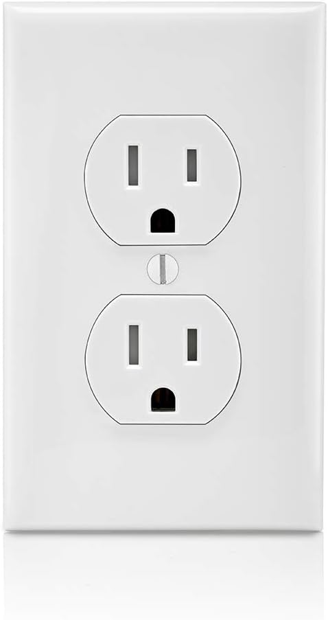 Leviton T5320-WMP M22-Straight Blade Tamper Resistant Duplex Receptacle, 125 V, 15 A, 2 Pole, 3 Wire, 10 pack, White - - 