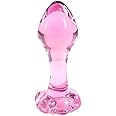 Epichao Flower Base Small Pink Glass Anal Plug Mini Crystal Ball Butt Sex Pleasure Wand Adult Sex Toy for Beginners