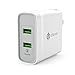 [Dual Quick Charge 3.0] iClever BoostCube+ 39W Dual USB Wall Charger, SmartID Charging Compatible Quick USB Charger for iPhone 7/iPad, Samsung Galaxy S7/S6/Edge, Note 5/4, LG G5, HTC and More(IC-BC01)