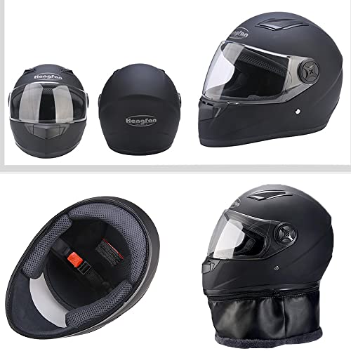 Yundobop Casco de Moto para Moto Integral Ajustable - Casco Motocicleta Integral con Lente antivaho HD, Babero de vellón extraíble Respirable y Ligero Matte Abatible Todas Las Tallas