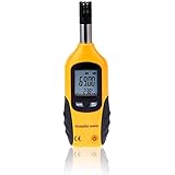 WT Meter - Digital Psychrometer and Portable Thermometer Hygrometer with LCD Monitor, Temperature Gauge and Humidity Meter, Professional Use, High Sensitive and Performance (Yellow)