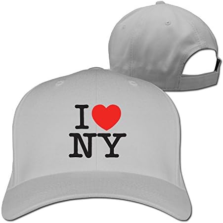 GXGML I Love New York Unisex Fashion Adjustable Pure 100% Cotton Peaked Cap Sports Washed Baseball Hunting Cap Hats Ash