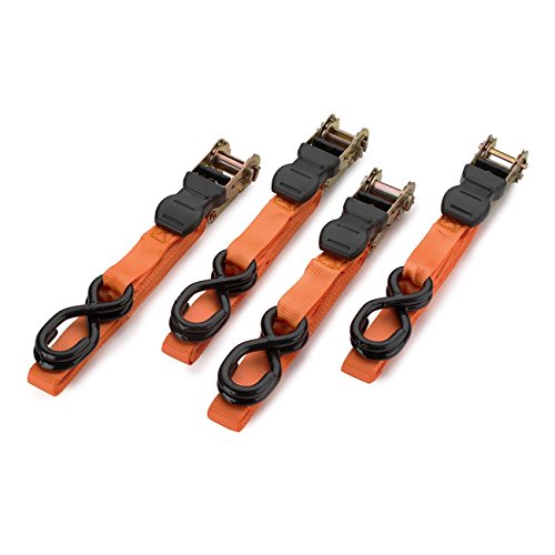 Neiko 51031A Ratcheting Tie-Down Straps, 1"X15', 1500 Lb Capacity | PVC-Coated Hooks | 4-Count