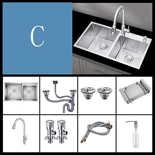 キッチン世帯304ステンレス鋼の食器洗いシンク 手洗い野菜洗面器 ナノシンクダブルタンク オン オフステージインストール 40 超激安特価 72