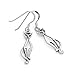 925 Oxidized Sterling Silver Open Elegant Cat Kitty Kitten Pet Lover Dangle Hook Earrings 1.5''