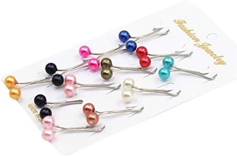 Muslim Women Scarves Hijab Stainless Steel U Clips Colored Imitation Pearl Ball Pendant Safety Shawl Brooch Pins 12Pcs/Pack