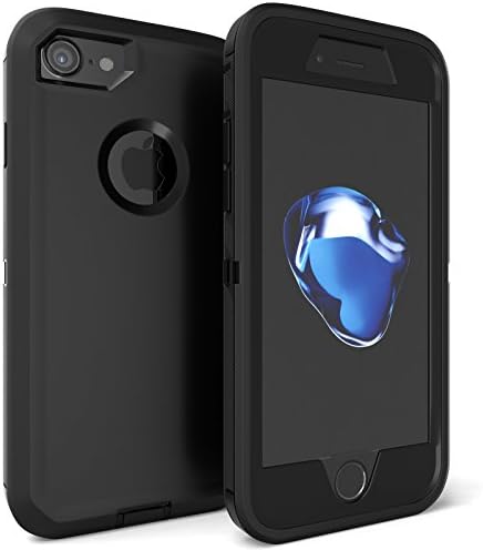 iPhone 8 Case, Purpplex Defender Heavy Duty High Impact Hybrid Double Layer Hard PC Outer Shell Inner Soft Rubber Military Proof Armor Case for Apple iPhone 8 / iPhone 7 - Black