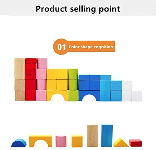 SuperLi Building Blocks for Toddlers - Colorful Baby Wooden Blocks for Preschool Learning - Baby Educational Toys for Kids - 28 Pcs Toy Blocks (62 Pieces City Transportation)