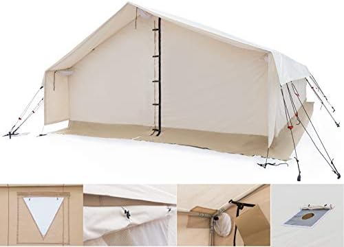 White Duck Outdoors Complete Canvas Wall Tent with Aluminum Frame and PVC Floor for Elk Hunting, Outfitter and Camping