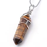 JOVIVI® Rock Crystal Divination Quartz Healing Point Chakra Pendant for Necklace No Chain- Tiger Eye