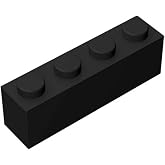 Classic Building Brick 1x4, 110 Piece Bulk Brick Block, Compatible with Lego Parts and Pieces 3010 (110 Pcs) (Black)