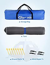 Glymnis Pop Up Beach Tent 3-4 Person Instant UV Protection 2 Doors view 10