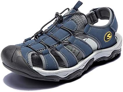 Mens Sports Beach Sandals Trekking Walking Hiking Summer Casual Outdoor Athletic Shoes Closed Toe with Adjustable Strap Blue Black Brown 6-11