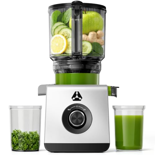 AAOBOSI Extracteur de Jus à Froid 2,5L, Goulotte Extra-Large de 165 mm | pour Fruits et Légumes Entiers, Filtre 3-en-1 (Jus, Sorbets et Boissons Végétales), Rendement Élevé en Jus, Facile à Nettoyer