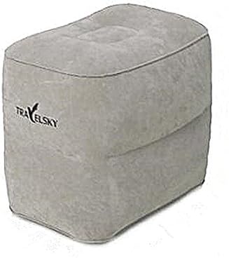 TRAVELSKY Leg Rest Pillow, Double Gas Valve Inflatable Footrest Travel Air Cushion with 2 Height for Adults, Kids, Children Lay Down or Sleep on Long Flights, Cars, Bus, Trains, Office Napping, Home