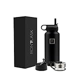 Iron Flask - 32 Oz or 40 Oz, 3 Lids, Vacuum Insulated Stainless Steel Water Bottle, Hot & Cold, Wide Mouth, Nalgene, Double Walled, Simple Flow Thermo Modern Travel Mug, Hydro Canteen Powder Coated