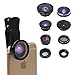 TEQSTONE 8-in-1 Clip-On Cell Phone Camera Lens Kit, 1 x 0.65X Macro& Wide Lens+ Fisheye Lens 180°+ Telephoto Lens 2X+ CPL Lens + Super Fisheye Lens 235°& 19X Macro Lens+ 0.4X Super Wide Angle Lens