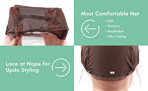 [Upgraded] Bella Hair Breathable Lace Front Wig Cap with Adjustable Straps and Combs for Black Women Sewing Wigs, Dark Brown Medium Size - Thumbnail 5