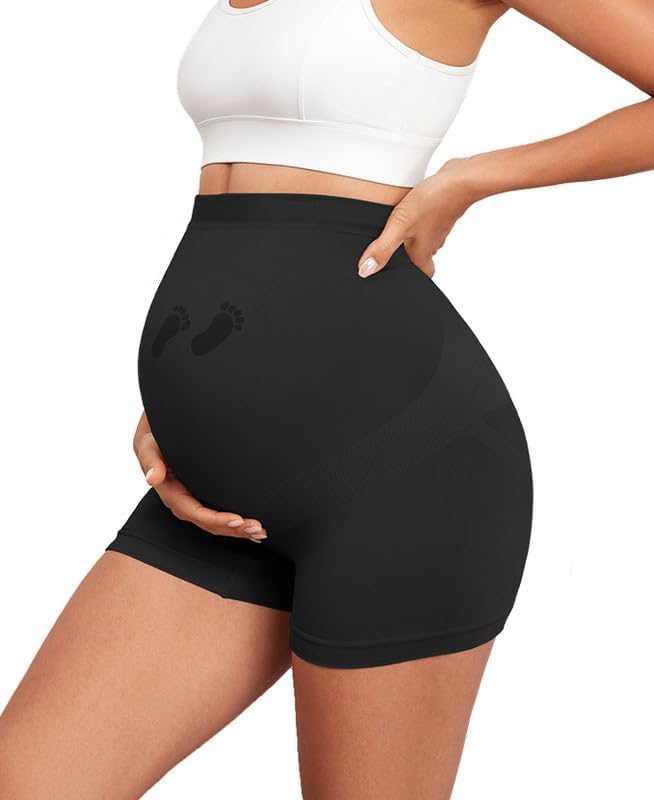 pregnancy under dress shorts SHTXOZHI Women's Maternity Stretch Shorts Over The Belly Pregnancy Lounge Shorts Under Dress Shorts