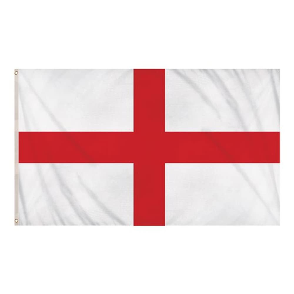England Flag 5ft x 3ft Large With Brass Eyelets St George's Cross RPET Fabric for World Cup Football Party, White