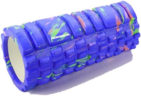 Aerobica Foam Roller High Density EVA Hollow Grid, for Deep Tissue Massage - Ideal for CrossFit, Yoga &amp; Pilates WITH FREE Carrying Bag (Light Blue camouflage)