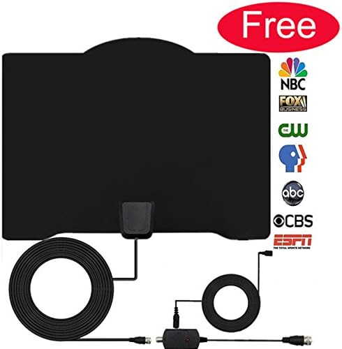 AZUNX HDTV Antenna Indoor, Digital TV Antenna with 2018 Newest Version,60 to 80 Mile with Amplifier Signal Booster for 1080P 4K Free TV Channels, Amplified 16.5FT Coax Cable.