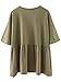 SheIn Women's Oversized Round Neck Half Sleeve Solid Babydoll Blouse Top Large Army Green