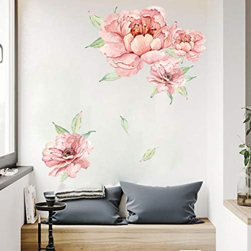 QHJ Peony Rose Flowers mudan Wall Art Sticker Decals Kid Room Nursery Home Decor Gift (C)