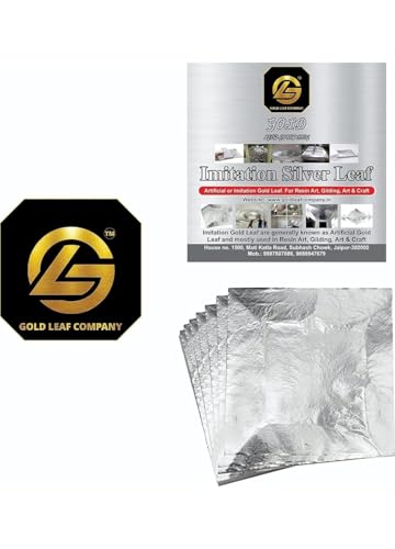 SGLS Italian Silver Leaf FOILS Paper Sheets (6×6 INCHES) for Gilding, Resin, Painting Art, Crafting, Drawing, Mysore Painting, Home Decoration, Art and Crafts DIYs, Slime ETC (25 pcs)