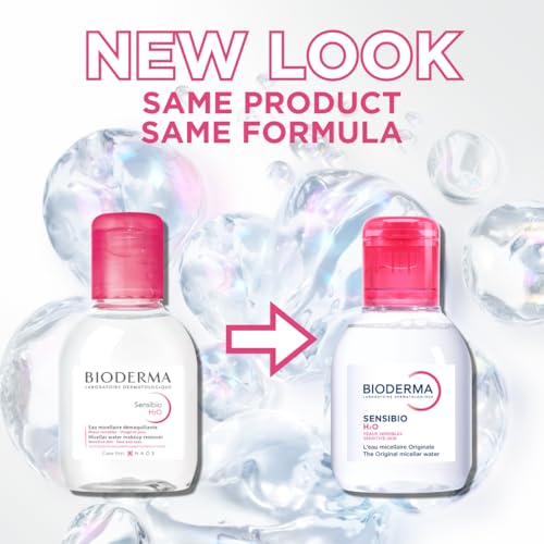 BIODERMA SENSIBIO H2O, MICELLAR WATER, TRAVEL SIZE MAKEUP REMOVER CLEANSER, GENTLE FOR SKIN, FRAGRANCE-FREE & ALCOHOL-FREE, GENTLE FACE CLEANSER FOR SENSITIVE SKIN, 3.4 FL OZ