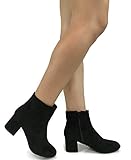 Wells Collection Women's Brooklyn Ankle Bootie Round Toe Mid Low Heel