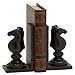 Bellaa 29752 Bookends Pair Horse Knight Chess Brown Black Polystone 7 Inch