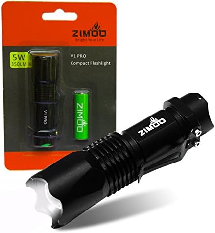 ZIMOO V1 Tactical Flashlight,Ultra Bright Max 550 Lumens Compact Led Handheld Flashlight Keychain Torch Aluminum Adjustable Focus 3 Mode with AA Battery Inclued