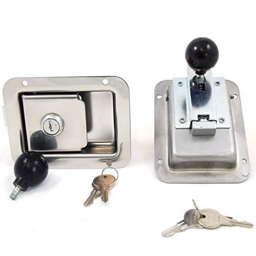 Pair Junior Size Flush Mount Paddle Handle Stainless Steel Locking Door