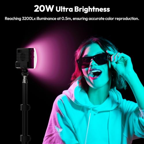 ULANZI LE20 RGB Video Light, 20W 360° Full Color 5000mAh Rechargeable with Cold Shoe and Portable Mount for Photography and Video Recording