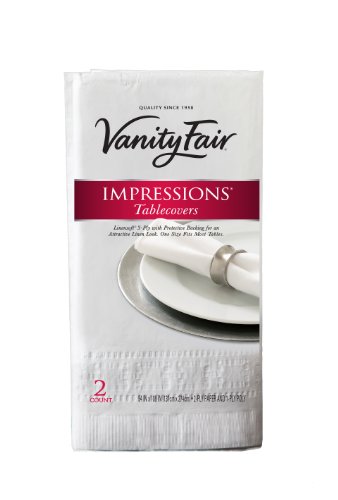 Vanity Fair Impressions Disposable Table Covers, 2 count, 54 x 108 Inches, Coated Paper Table Covers