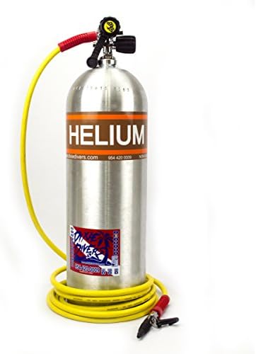 Dixie Divers Helium Tank 30cf or 60cf for Balloons Kite Fishing HE Aluminum Cylinder with Long 10 ft Hose Filler Parties Balloon (60 Cubic Feet)