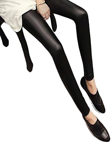 NEW!! Black Women Leggings Faux Leather Slim Leggings New Fashion Plus Size Elasticity Sexy Pants (M)