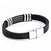 Jusnova Mens Stainless Steel Bracelet Bangle 8.5 Inches Silicone Wristband Black