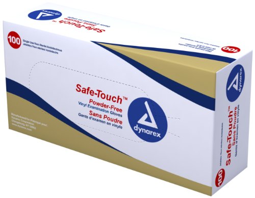 Dynarex safe-touch vinyl exam glove powder free, medium, 100 coun…