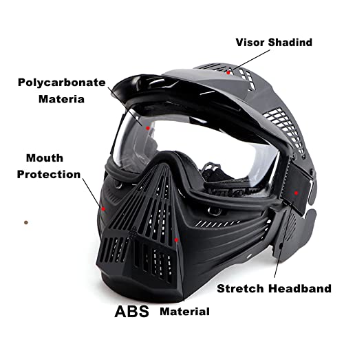 NINAT Airsoft Mask Tactical Masks Full Face with Clearlens Lens Goggles